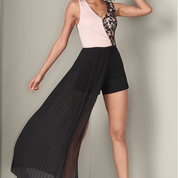 jumpsuit with sheer overlay